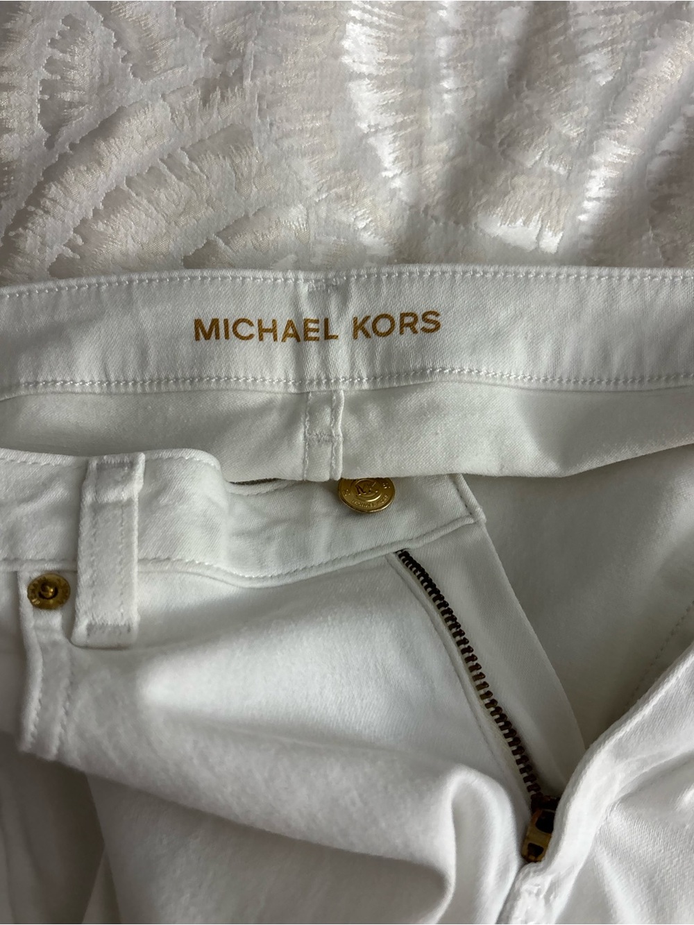Michael Kors White Jeans with Gold-Tone Hardware